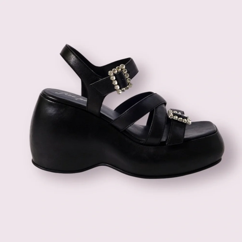 Free People Brooklyn Ankle Strap Platform Sandal in Black